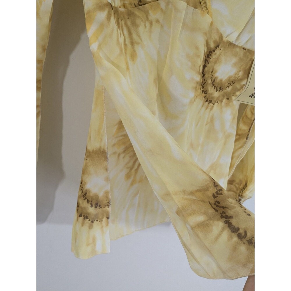 New Vintage Y2K Flowy Babydoll Top S Sunflower Shirt Romantic Ethereal Fairy - Picture 6 of 8